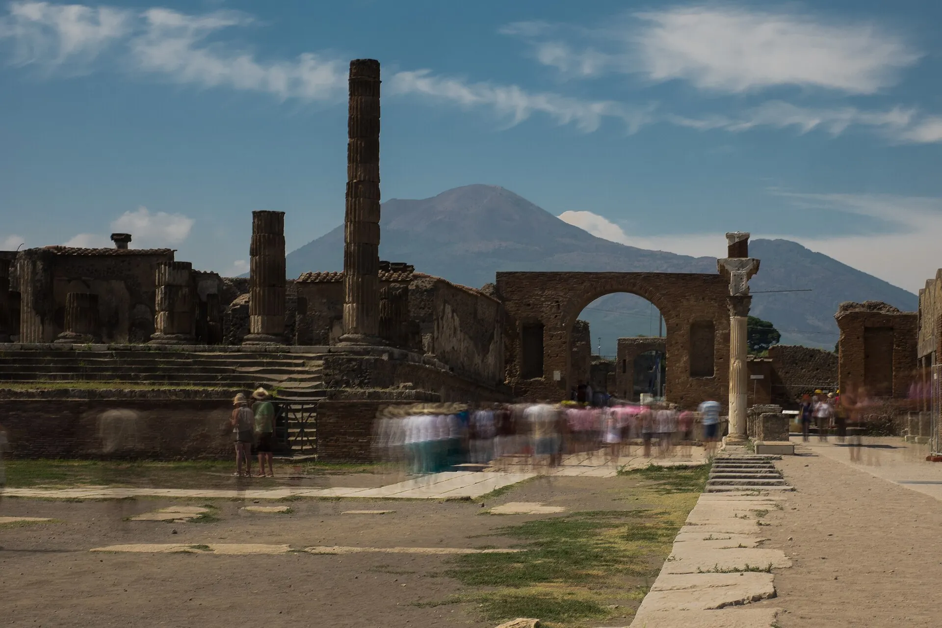 The Forum of Pompeii with the Temple of Jupiter, Mount Vesuvius behind it