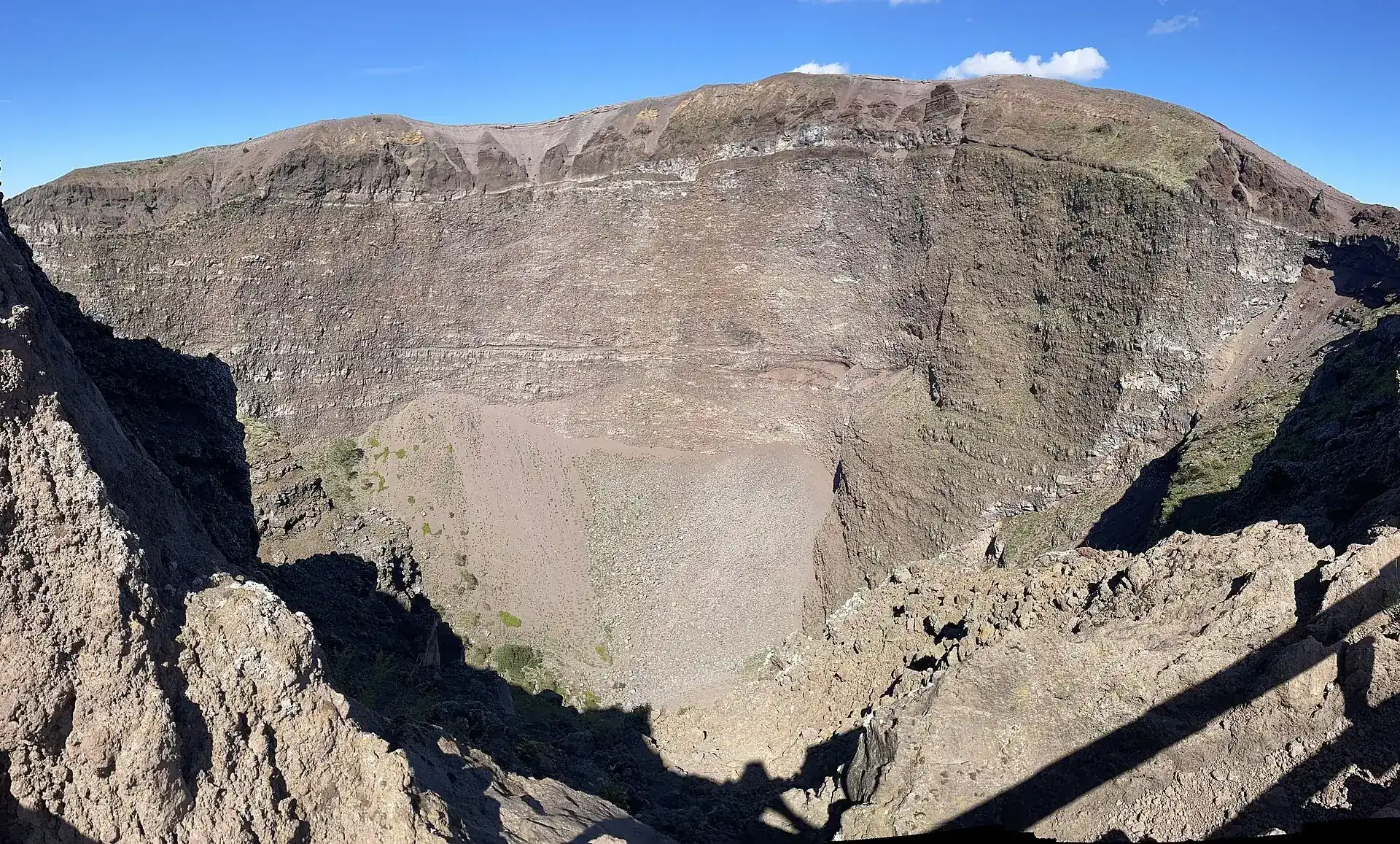 View from the rim into the crater of Mount Vesuvius